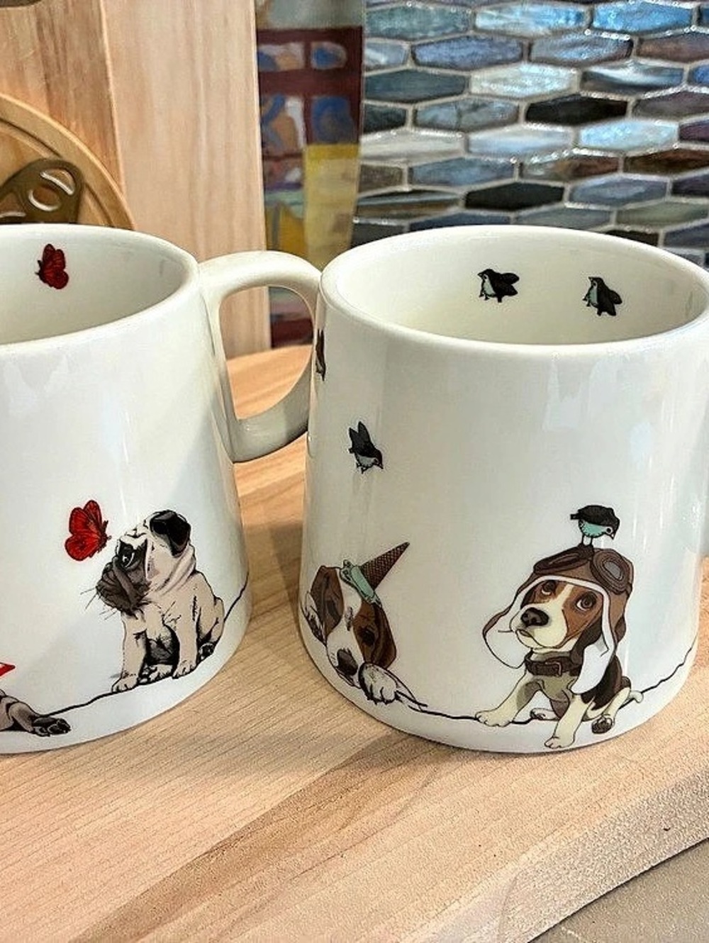 Bia Beagle and Pug Mugs, Set of 2